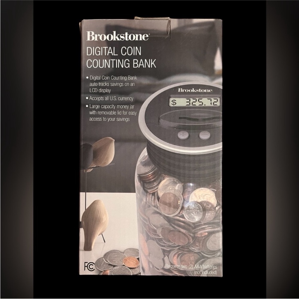 Brookstone Coin Counting Bank with LCD - Black and Silver